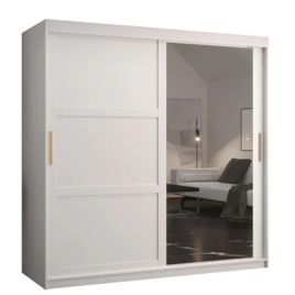 Sliding Wardrobe - CLIFFORD II 2 Door Mirrored Wardrobe White 180cm