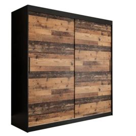 Sliding Wardrobe - CURTIS 2 Door Wardrobe Dark Oak 200cm