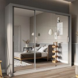 Sliding Wardrobe - INNISFAIL I 3 Door Mirrored Wardrobe Grey 250cm