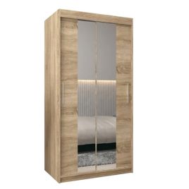 Sliding Wardrobe - TIVERTON I 2 Door Mirrored Wardrobe Oak Sonoma 100cm
