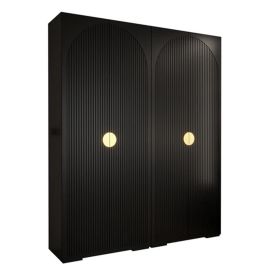 Wardrobe - WINCH I 4 Door Wardrobe Black 200cm