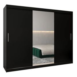 Sliding Wardrobe - TIVERTON I 3 Door Mirrored Wardrobe Black 250cm