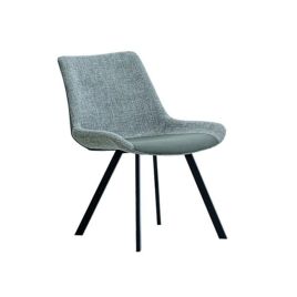 Rinaldo Set of 2 Fabric and PU Dining Chairs - Grey and Black