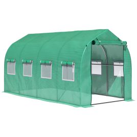 Galvanised Frame Polytunnel Greenhouse with Windows and Door for Garden, Backyard (4 x 2M)