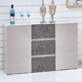 Barnstaple High Gloss Sideboard - Cream and Stone