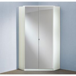 Clappen 2 Door Mirrored Gloss Corner Wardrobe - White