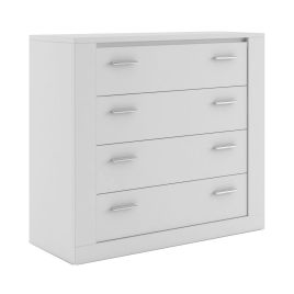 INNISFAIL White Chest of Drawers - Medium-sized, 4 Drawers, Silver Handles