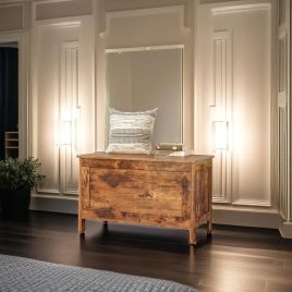 MORVANE Storage Chest Wooden Trunk Toy Box and Bedroom Storage Unit - Rustic Brown