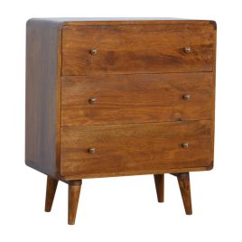 CROMER Dark Oak Chest of Drawers - Medium-sized, 3 Drawers, Curved