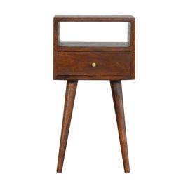 Nordic Wood Style Legs Mini Bedside - Chestnut