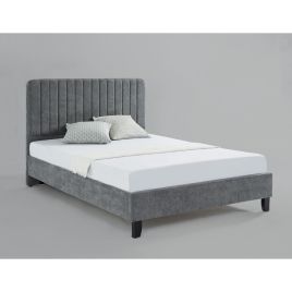 Small Double Bed - DRAKE 4ft Fabric Bedframe - Grey