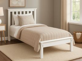 Double Bed - KIVRA 4ft6 Wooden Bedframe - White