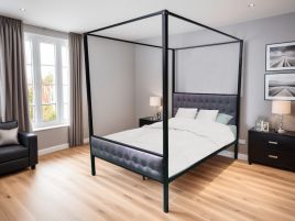 Double Bed - JULIA Metal Bed Black 4ft6