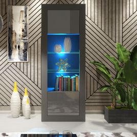Stylish Cabinet Sideboard and Display Unit with Ample Storage and Free LED Lighting 170cm - Dark Grey