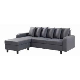 Corner Sofa - METRO Leather 3 Seater L Shaped Sofa - Reversible - Grey