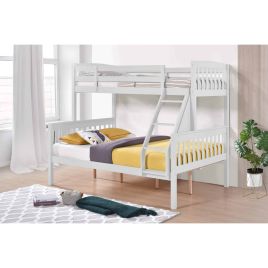 Bunk Bed - LAUREL Wooden 3ft over 4ft6 Triple Bedframe - White