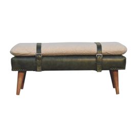 BOUVARA Bench Buffalo Hide Leather Upholstered Seating - Green