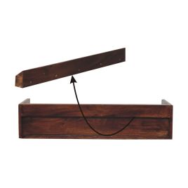 BELVANE Wall Mounted Console Table Solid Wood Shelf Storage - Medium Wood