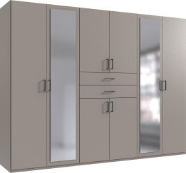 Wardrobe - DOCKER 6 Door Mirrored Wardrobe Grey 270cm