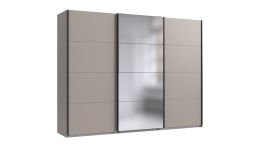 Sliding Wardrobe - ANVAST 3 Door Mirrored Wardrobe Grey 270cm
