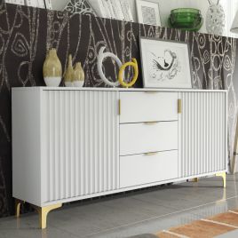 PERUGIA Crest Gold Sideboard 140cm - White