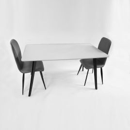 FLANDERS Dining Table White with Black Legs - Large