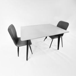 FLANDERS Dining Table White with Black Legs - Medium