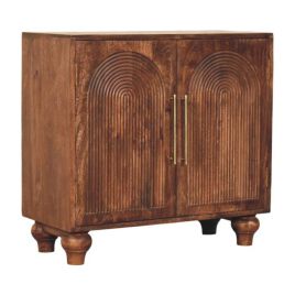 AUREX Sideboard Solid Wood Groove Storage Cabinet - Medium Wood