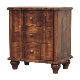 LUMERA Bedside Table Solid Wood Panelled Storage - Medium Wood