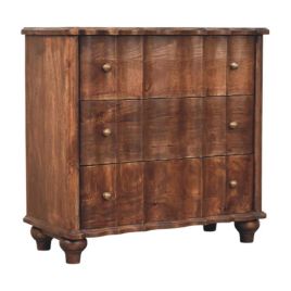 LUMERA Dark Oak Chest of Drawers - Medium-sized, 3 Drawers, Panelled