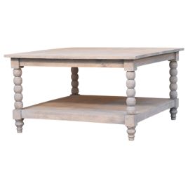 SPIN Coffee Table Solid Wood Acid Wash Finish - White