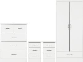 Wardrobe Set - NEWBIGGIN 2 Door Bedroom Set White Gloss 78cm
