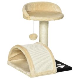 Cat Tree Cat Scratching Post Scratching Scratcher Post Kitten Activity Centre Climber Hanging Ball Beige