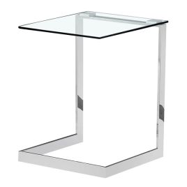 Isadora Clear Glass Lamp Table - Silver