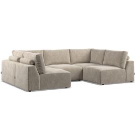 Corner Sofa - GRAZ Fabric 5 Seater U Shaped - Pearl