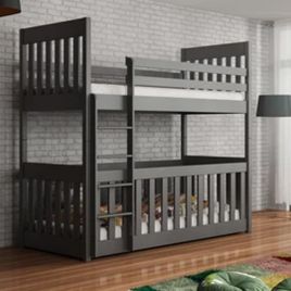 Kristofer Wooden Bunk Bed with Cot Bed - Graphite