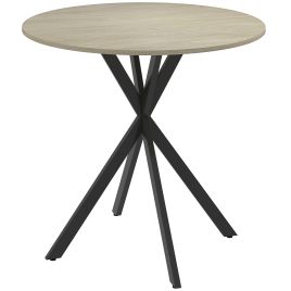 HERON 80cm Industrial Round Dining Table White Oak