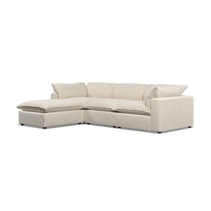 Corner Sofa - PUEBLA Fabric 3 Seater Right Hand Facing Cotton - Footstool End