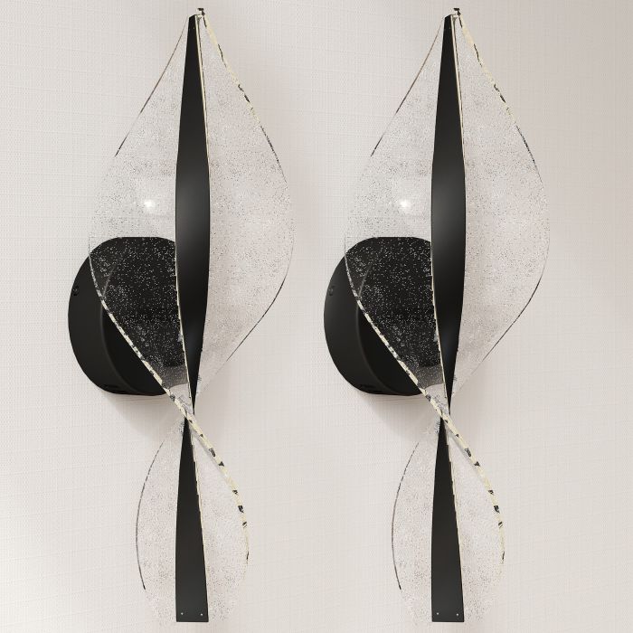 HERON Led Wall Lamp 2 Pack Modern Indoor Spiral Wall Light Black