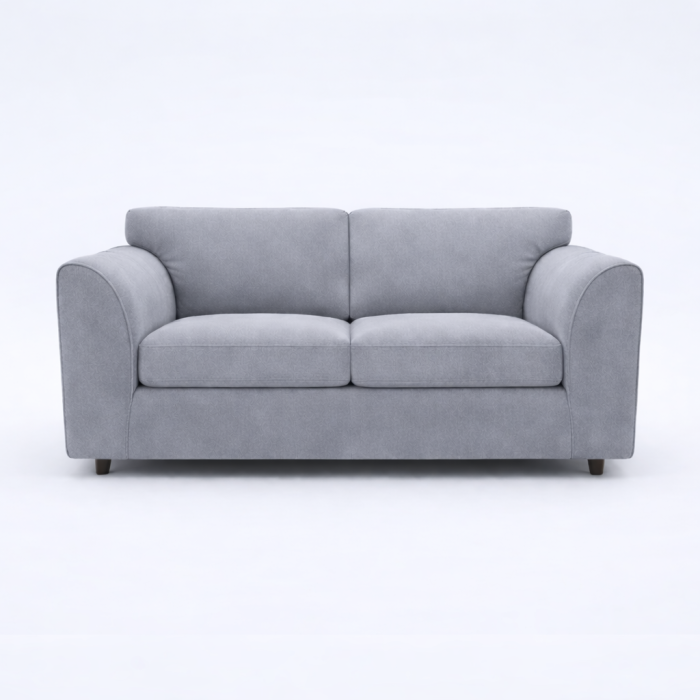 DELANO Plush Velvet 3 Seater Fullback Sofa - Light Grey