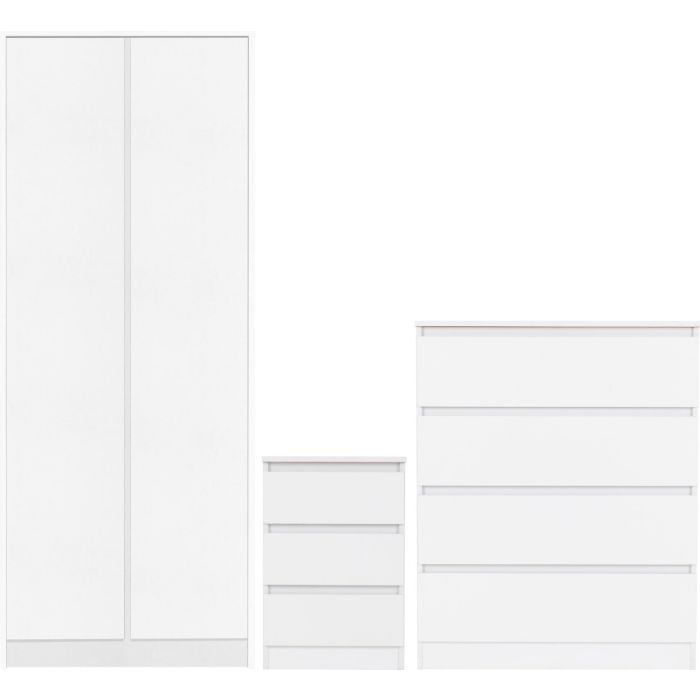 MALDEN 2 Door Wardrobe Set 3 Piece - White