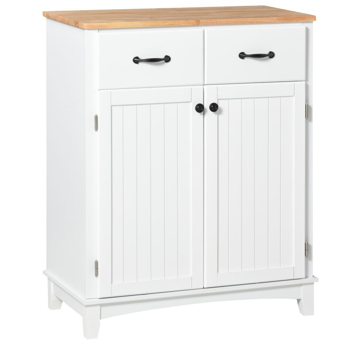 Modern Organising Kitchen Cupboard, Wooden Storage Cabinet, Tableware Organizer with 2 Drawers for Living & Dining Pantry Room, White