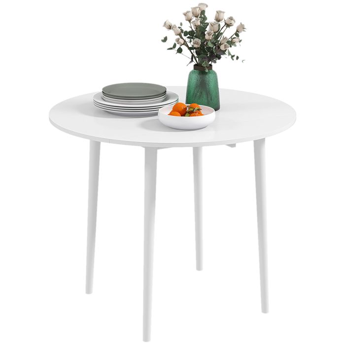 Scott Folding Kitchen Table with Wood Legs - White