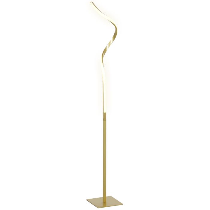 HERON LED Floor Lamp with 3 Adjustable Brightness, Modern Standing Lamp with Foot Switch for Bedroom, Living Room, Gold Tone