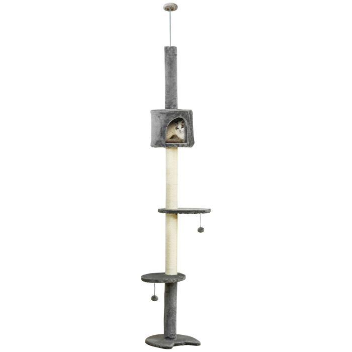 Cat Tree, Kitten Tower, Condo, Multi-Layer Activity Center, Indoor Pet Play House with Solid Scratching Post Hanging Balls, Light Grey