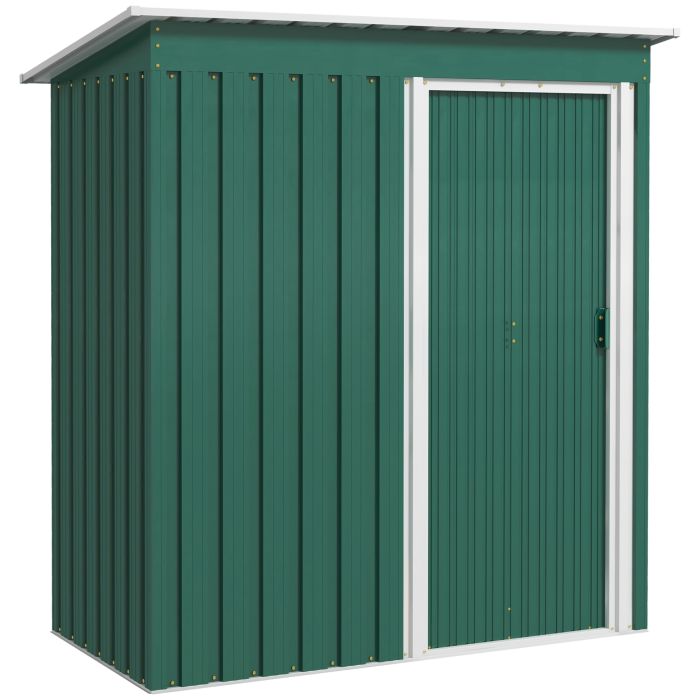 5 x 3ft Garden Storage Shed with Sliding Door and Sloped Roof Outdoor Equipment Tool Garden, Green
