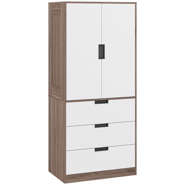 SERENA 2 Door Wardrobe with 3 Drawers Oak and White - 80cm