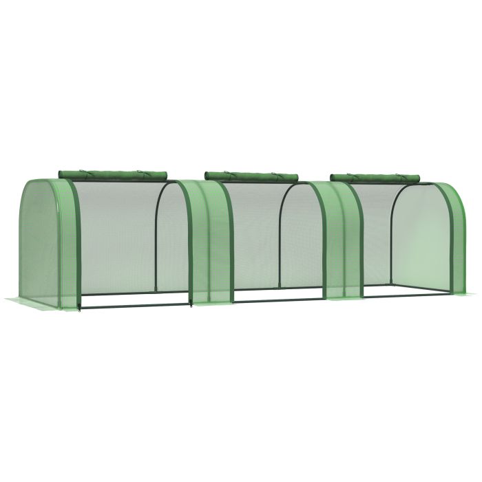 PE Tunnel Greenhouse Green Grow House Steel Frame for Garden Backyard with Zipper Doors 295x100x80 cm Green