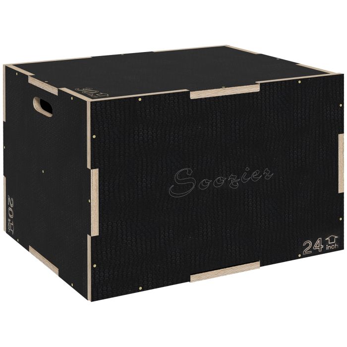 McAlpin 3-in-1 Wooden Plyo Box Anti-Slip Jump Platform for Gym - Black
