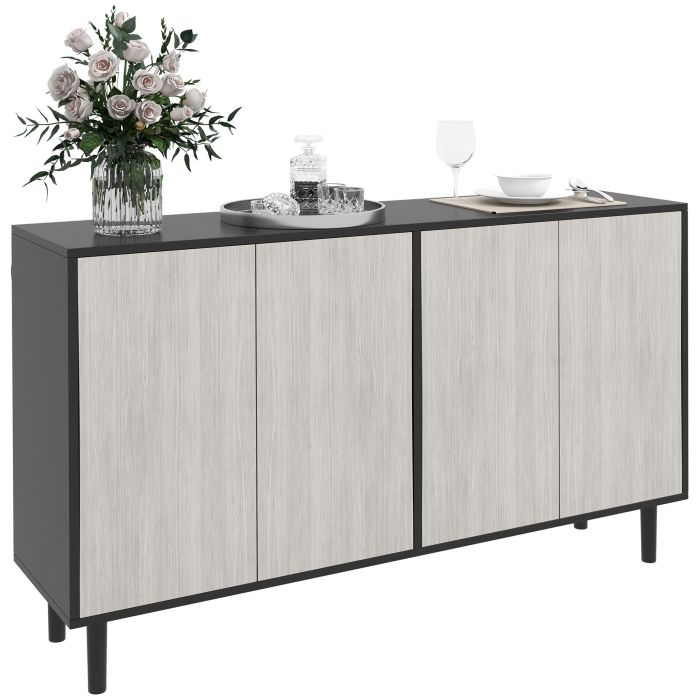 Kitchen Sideboard Storage Cabinet with Adjustable Shelves - Black